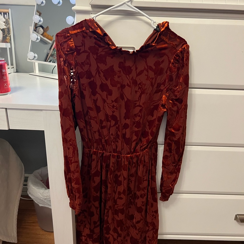 Banana Republic Red Bodycon Dress with Cowl Neck and Long Sleeves